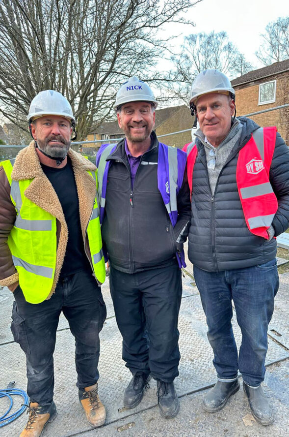 DIY SOS presenter Nick Knowles with NDC directors Ben Curran and Darren Field