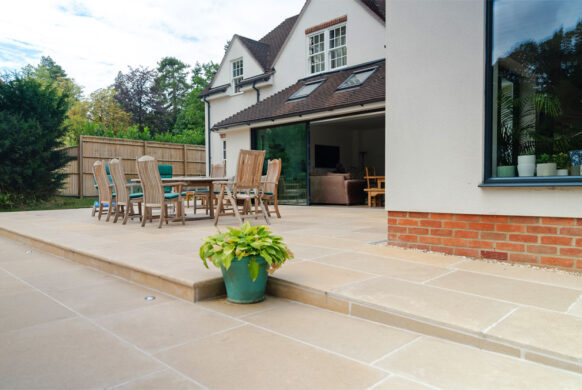 Limestone Patio with Accessible Ramp, Newbury. Accessible Living Company