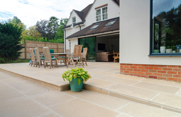Limestone Patio with Accessible Ramp, Newbury. Accessible Living Company