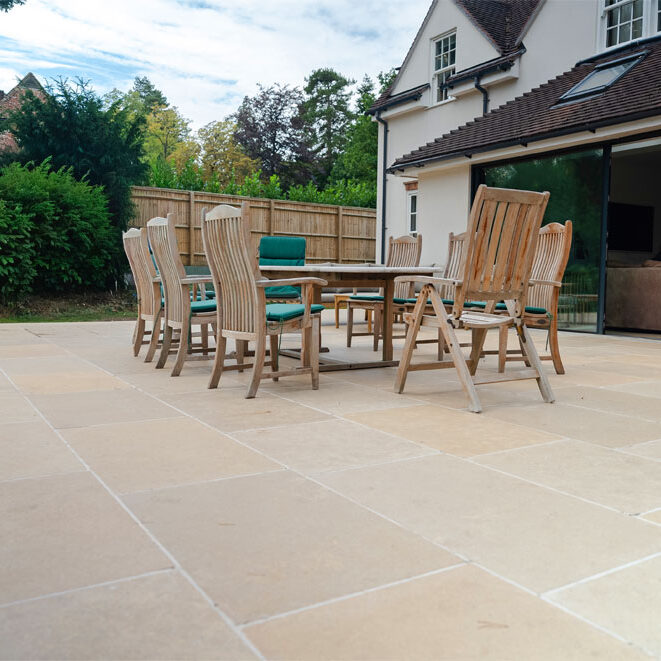 Limestone Patio with Accessible Ramp, Newbury. Accessible Living Company