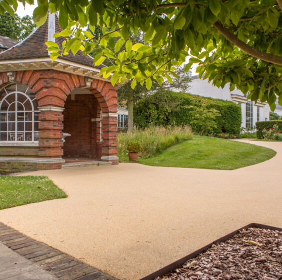 Resin-bound gravel pathways around the pavilion